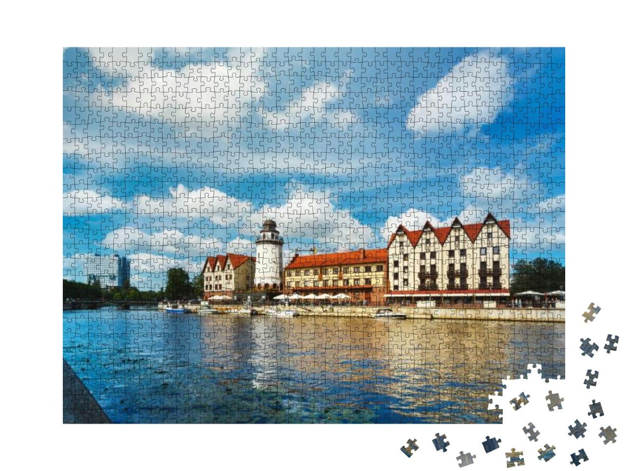 Buildings of Fishing Village in Kaliningrad, Russia... Jigsaw Puzzle with 1000 pieces