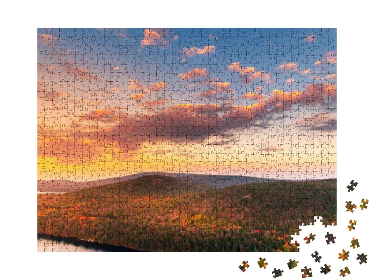 Sunset in Autumn in Maine... Jigsaw Puzzle with 1000 pieces