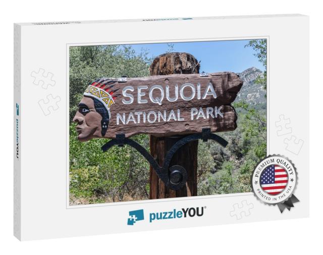Sign to the Entrance of Sequoia National Park, California... Jigsaw Puzzle