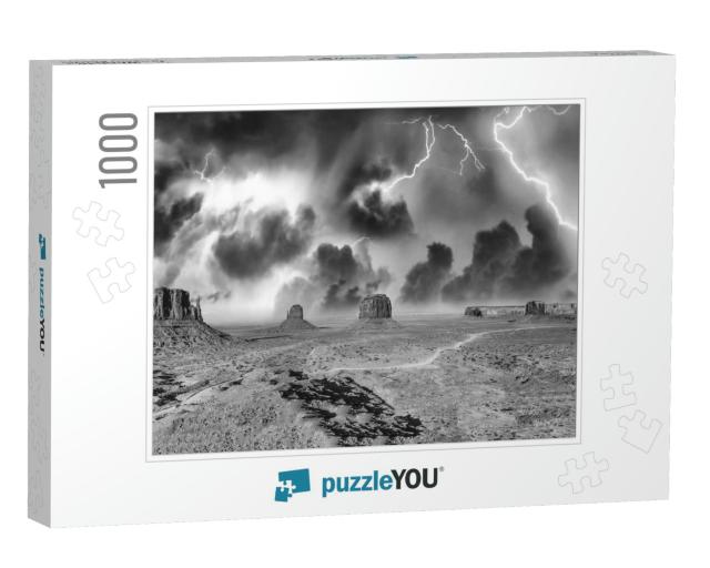 Storm Approaching Monument Valley, Usa. Aerial Panoramic... Jigsaw Puzzle with 1000 pieces