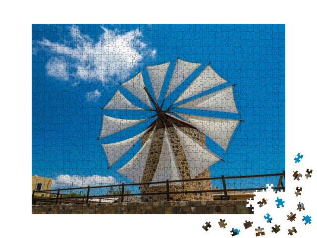 The Old Wind Mill in Antimachia Village Kos Island Greece... Jigsaw Puzzle with 1000 pieces
