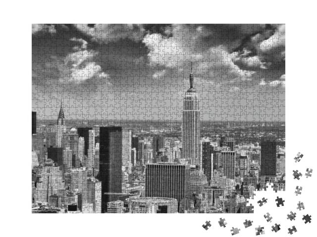 New York City Skyline Aerial View At Sunset with Colorful... Jigsaw Puzzle with 1000 pieces