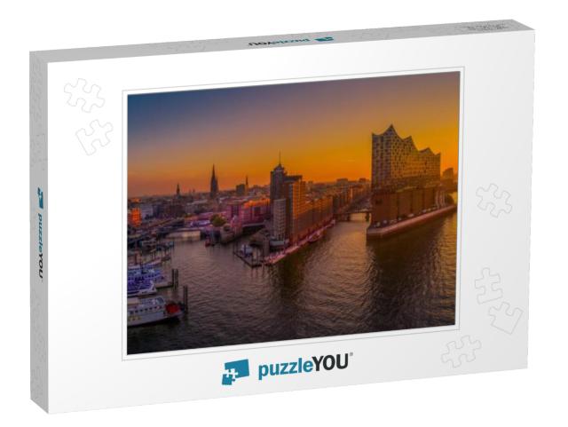 Sunrise in Hamburg with the Elbe Philharmonic Hall... Jigsaw Puzzle