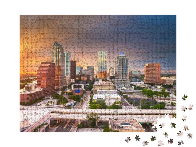 Tampa, Florida, USA Aerial Downtown Skyline At Dusk... Jigsaw Puzzle with 1000 pieces