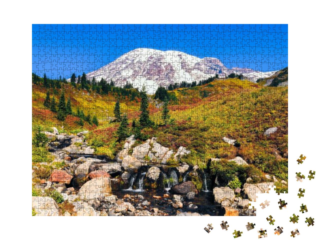 Edith Creek in Mount Rainier National Park Flows in Front... Jigsaw Puzzle with 1000 pieces