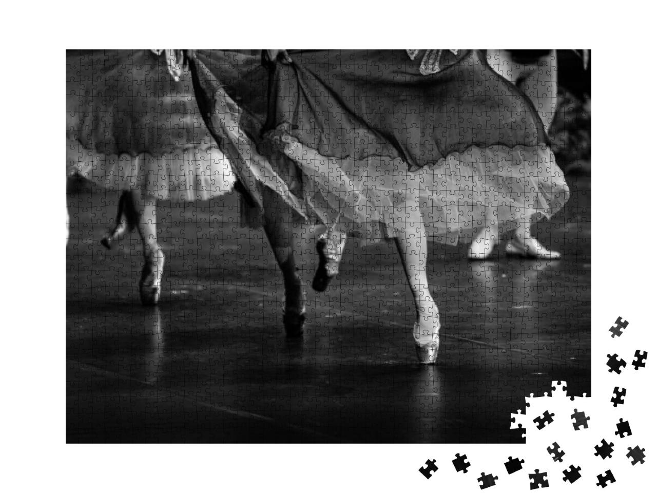 Swan Lake Ballet. Ballerina Feet on Stage. Black & White... Jigsaw Puzzle with 1000 pieces