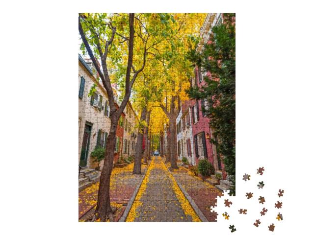 Autumn Alleyway in a Traditional Neighborhood in Philadel... Jigsaw Puzzle with 1000 pieces
