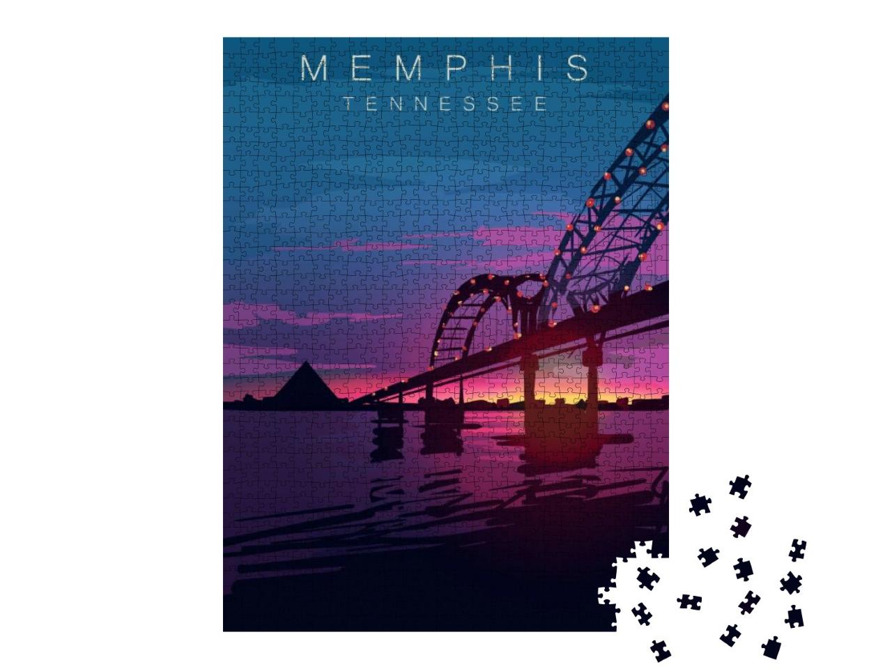 Memphis Modern Vector Poster. Memphis, Tennessee Landscap... Jigsaw Puzzle with 1000 pieces