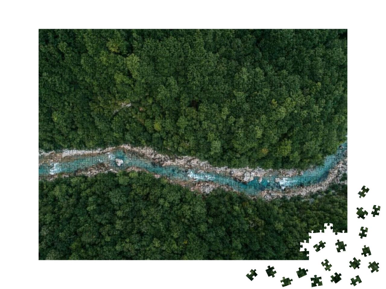 River Flowing in the Forest. Aerial View... Jigsaw Puzzle with 1000 pieces