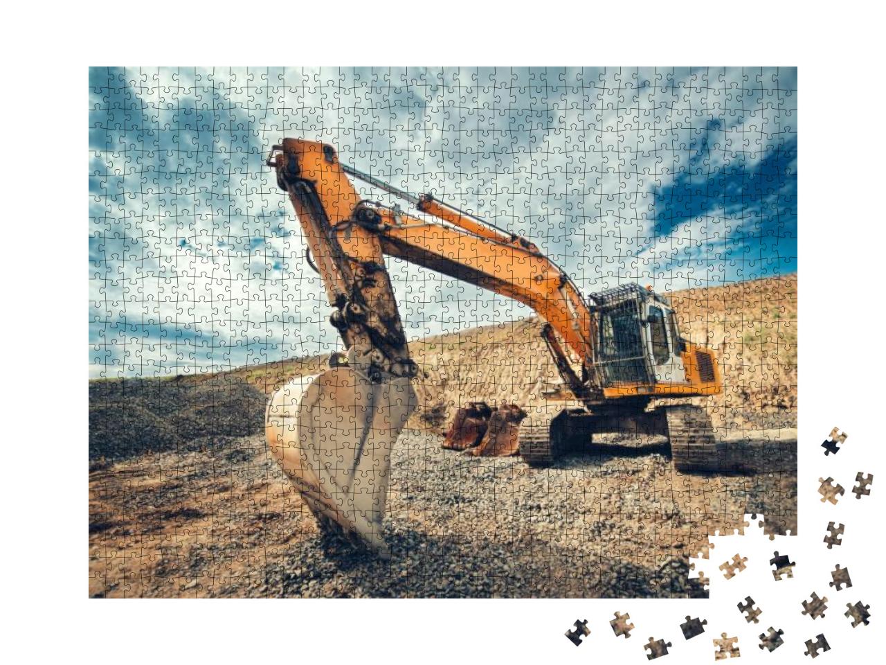 Close Up Details of Industrial Excavator Working on Const... Jigsaw Puzzle with 1000 pieces