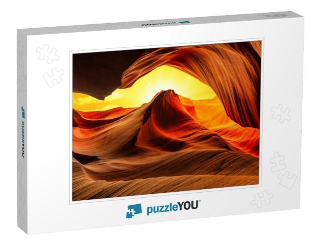 Antelope Canyon Arizona. Abstract Sandstone Walls of Famo... Jigsaw Puzzle