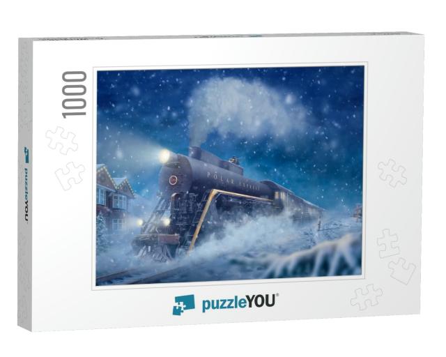 The Polar Express Old Fairy Train, a Snowy Landscape, Lit... Jigsaw Puzzle with 1000 pieces