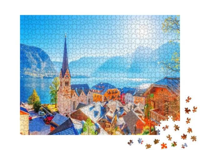 Austria, Hallstatt Historical Village. UNESCO World Herit... Jigsaw Puzzle with 1000 pieces