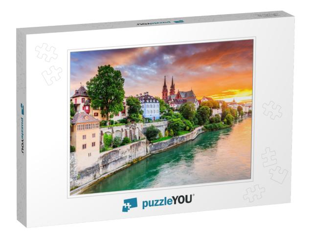 Basel, Switzerland. Old Town with Red Stone Munster Cathe... Jigsaw Puzzle