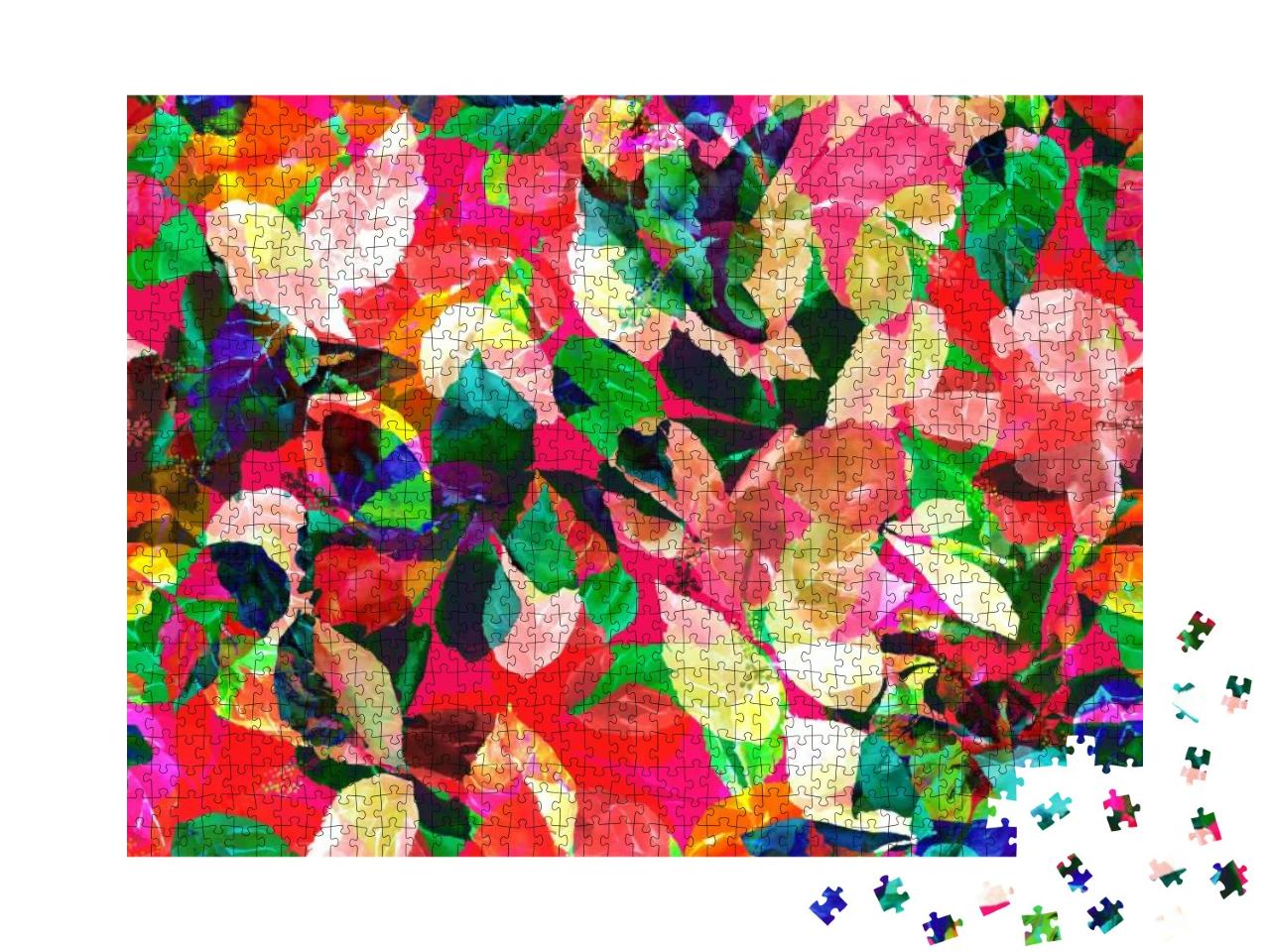 Vivid Seamless Pattern Floral Design. Watercolor Illustra... Jigsaw Puzzle with 1000 pieces