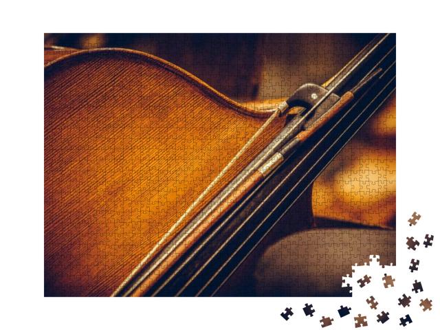 Close Up Shot of a Double Bass & a Bow... Jigsaw Puzzle with 1000 pieces