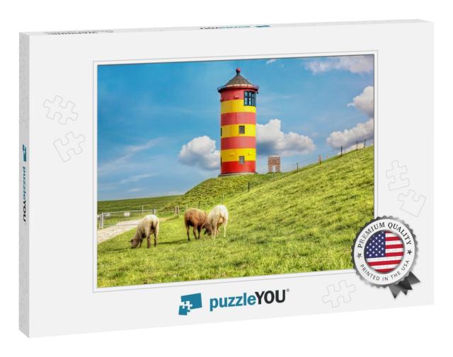Sheep in Front of the Pilsum Lighthouse on the North Sea... Jigsaw Puzzle