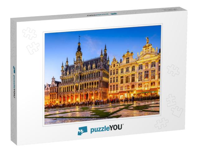 Brussels, Belgium. Wide Angle Night Scene of the Grand Pl... Jigsaw Puzzle