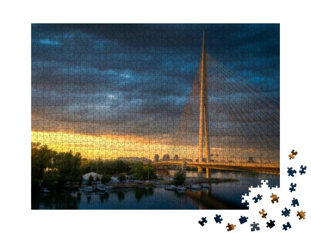 Suspension Bridge in Belgrade - Most Name Adi... Jigsaw Puzzle with 1000 pieces