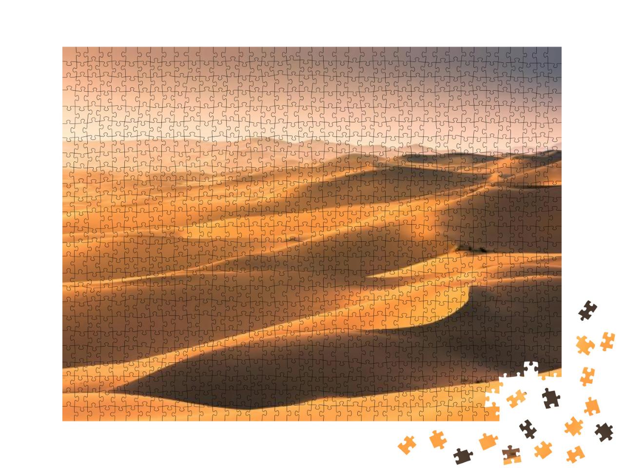 Sand Dunes At Gobi Desert, Mongolia... Jigsaw Puzzle with 1000 pieces