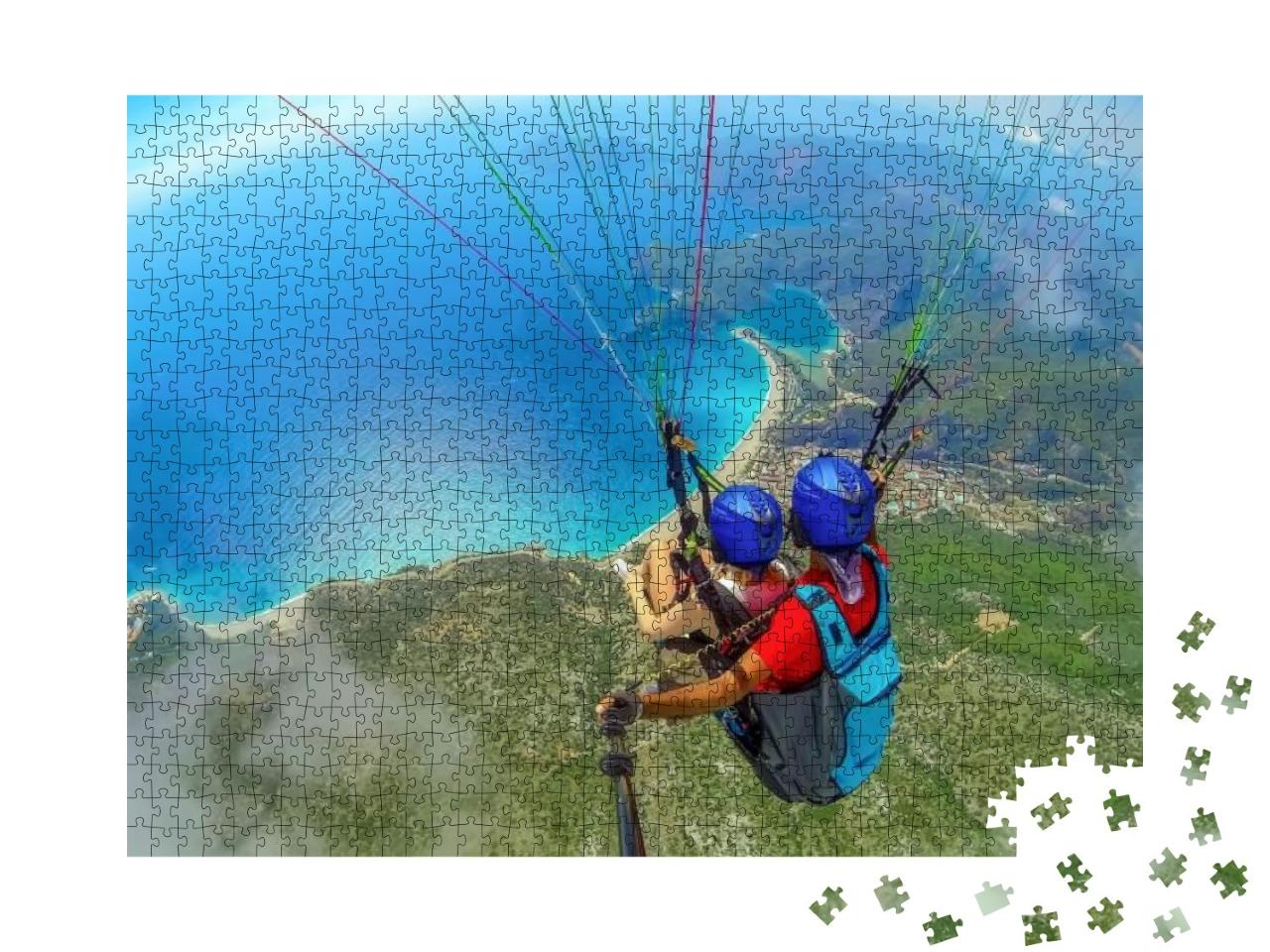 Extreme Sport. Landscape. Paragliding in the Sky. Paragli... Jigsaw Puzzle with 1000 pieces