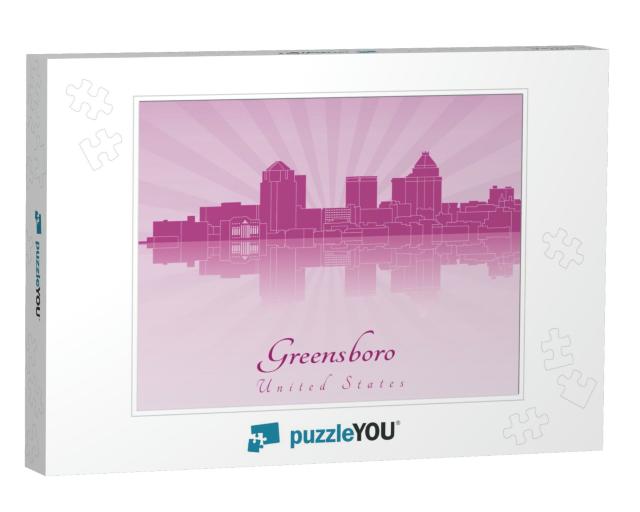 Greensboro Skyline in Purple Radiant Orchid in Editable V... Jigsaw Puzzle