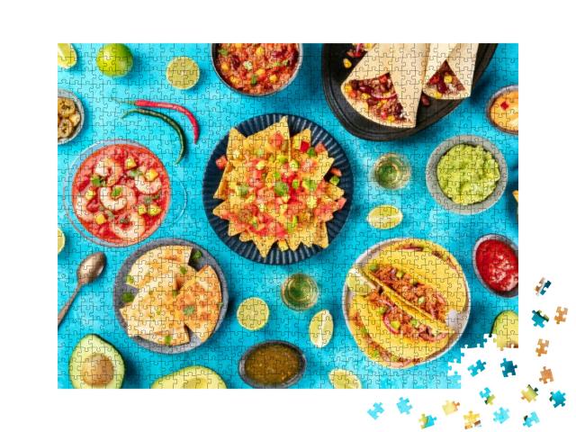 Mexican Food, Many Dishes of the Cuisine of Mexico, Flat... Jigsaw Puzzle with 1000 pieces