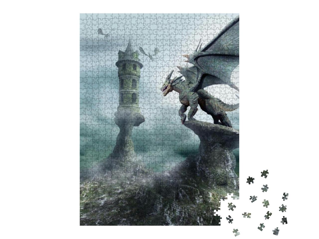 Tower Guarded by Dragons... Jigsaw Puzzle with 1000 pieces