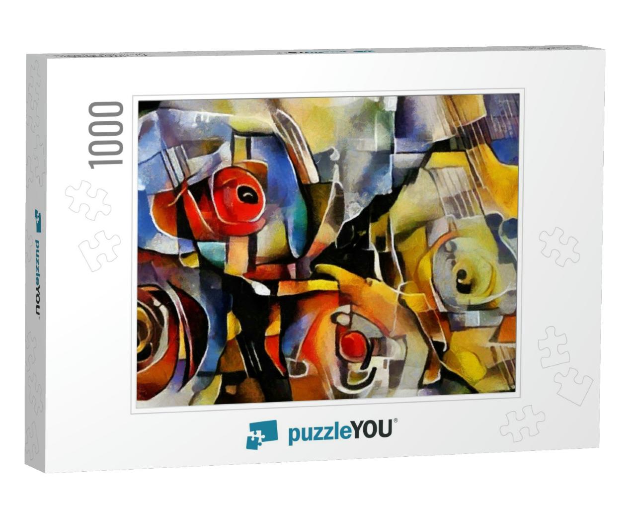 A Bouquet of Beautiful Flowers in a Modern Style & Cubism... Jigsaw Puzzle with 1000 pieces