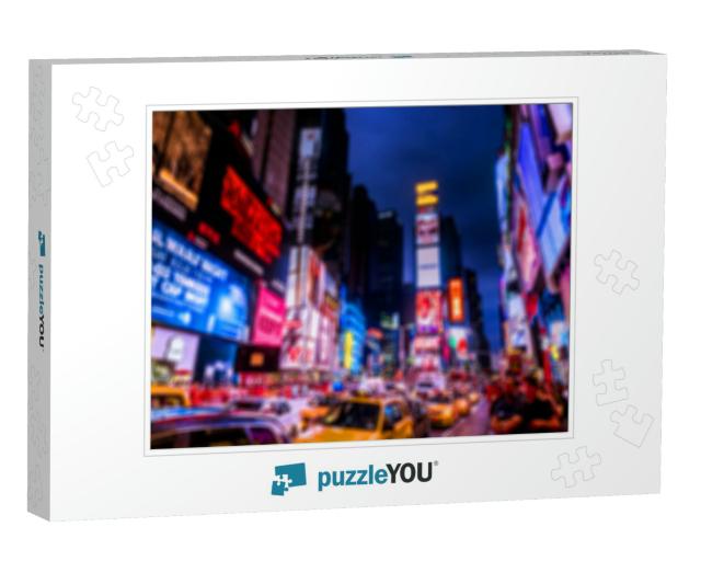 Blurred Image of Times Square. Times Square is a Major Co... Jigsaw Puzzle