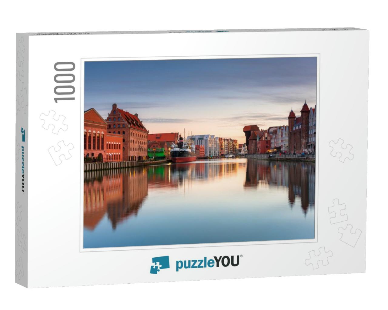 Gdansk with Beautiful Old Town Over Motlawa River At Suns... Jigsaw Puzzle with 1000 pieces