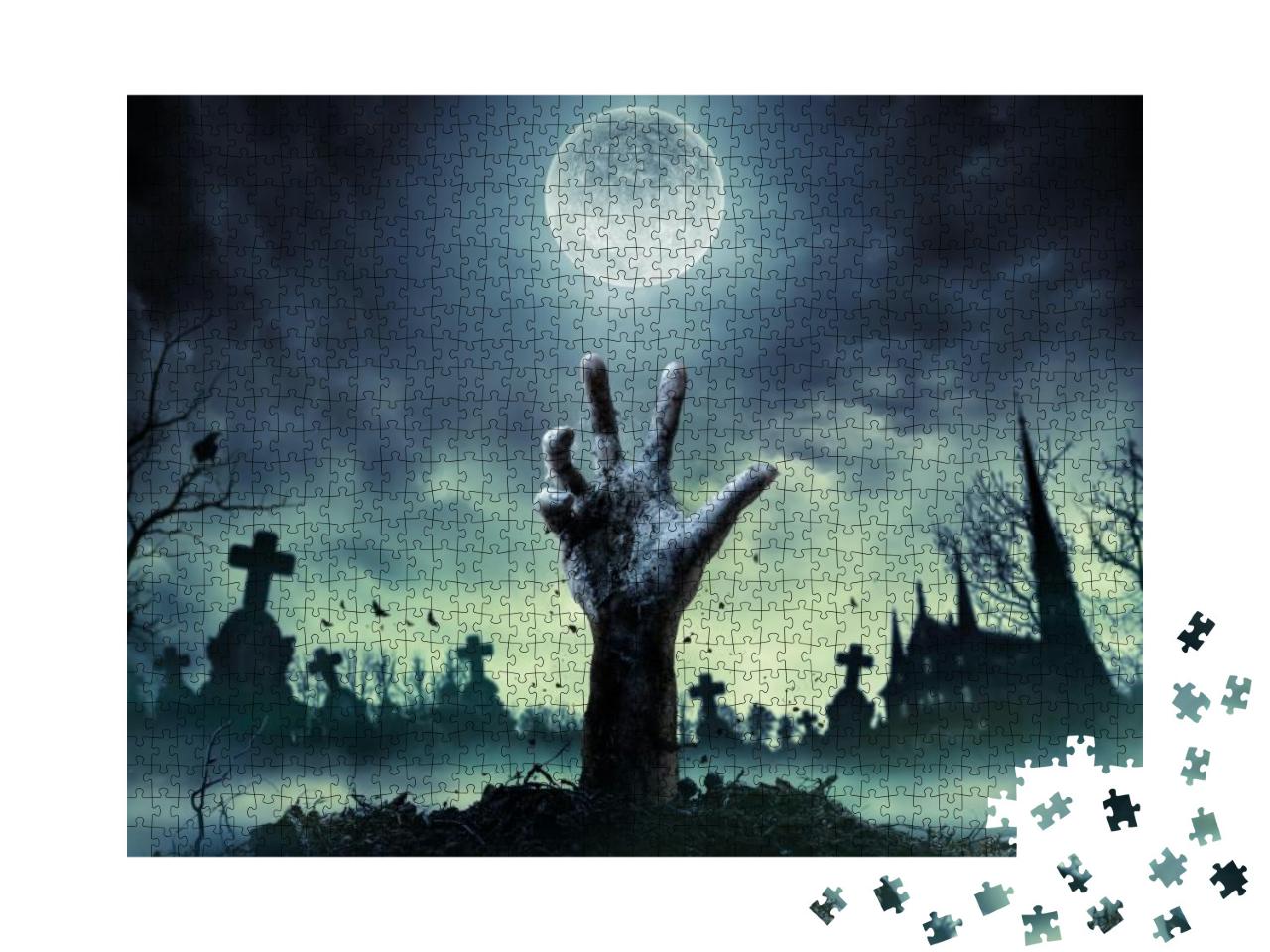 Zombie Hand Rising Out of a Grave... Jigsaw Puzzle with 1000 pieces