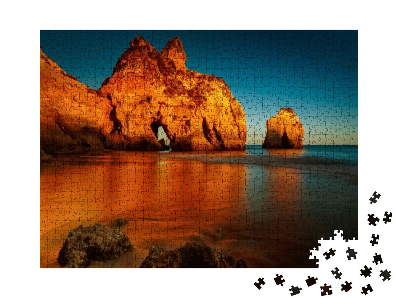 A Long Exposure, Golden Hour Sunset Picture of the Alvor... Jigsaw Puzzle with 1000 pieces