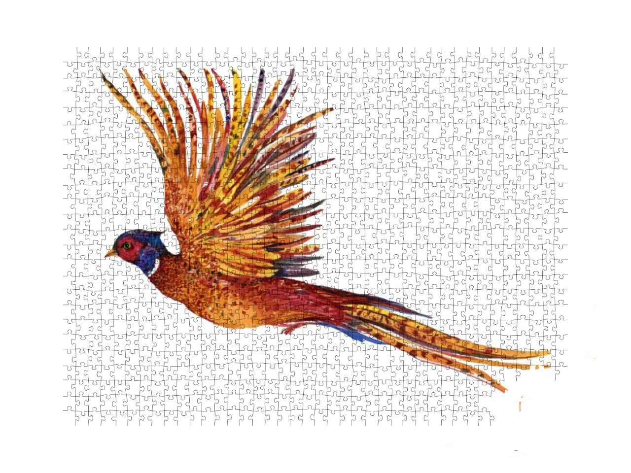 Bird Golden Pheasant. Watercolor Illustration... Jigsaw Puzzle with 1000 pieces