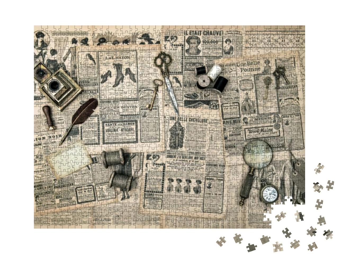 Antique Accessories, Sewing & Writing Tools, Vintage Fash... Jigsaw Puzzle with 1000 pieces