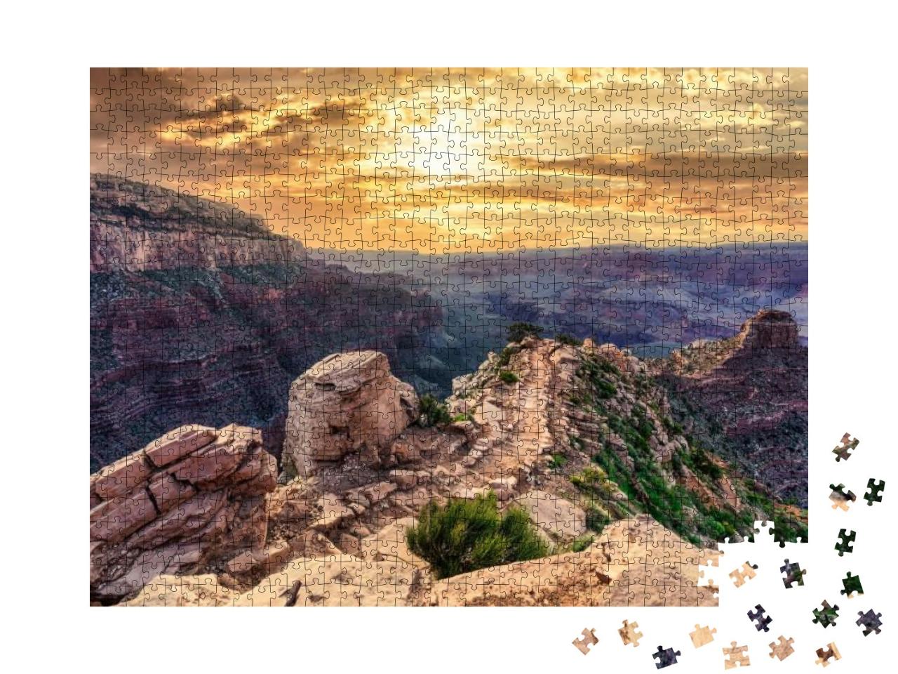 An Evening View Across Grand Canyon At Ooh Aah Point in A... Jigsaw Puzzle with 1000 pieces