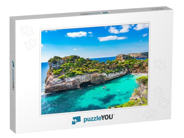 Spain Mediterranean Sea, Majorca Beach of Cala Moro Beaut... Jigsaw Puzzle