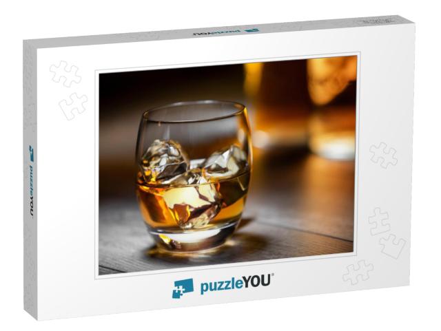 Elegant & Refreshing Glass of Scotch Bourbon Whisky on Ic... Jigsaw Puzzle