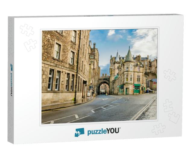 A Street in Old Town Edinburgh on Sunny Winter Day... Jigsaw Puzzle