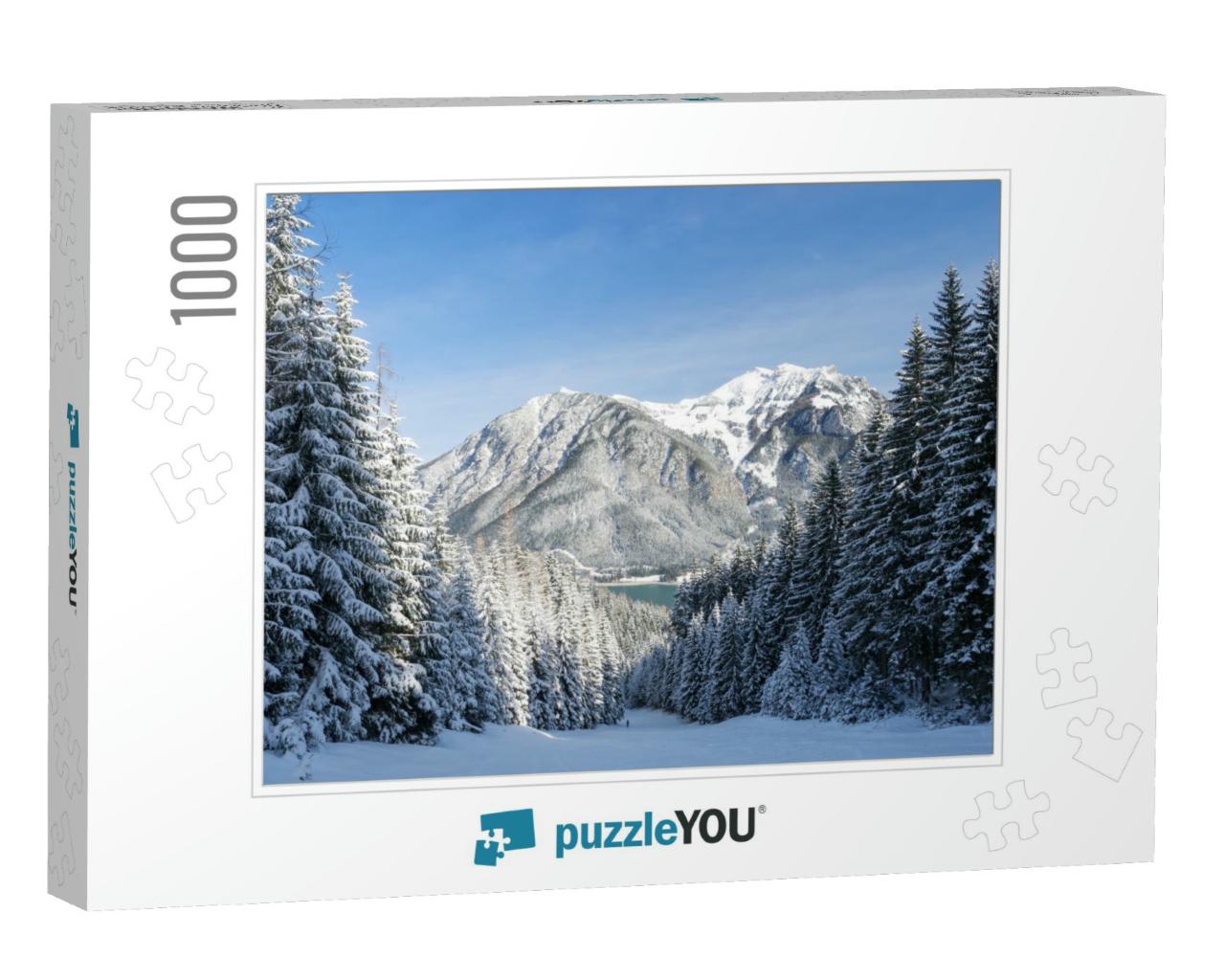 Ski-Slope At Lake Achensee with Snow-Covered Trees, Perti... Jigsaw Puzzle with 1000 pieces