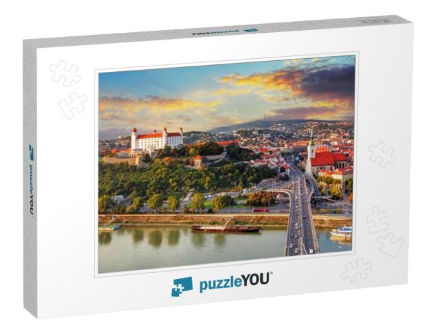 Bratislava At Sunset - Aerial View, Slovakia... Jigsaw Puzzle