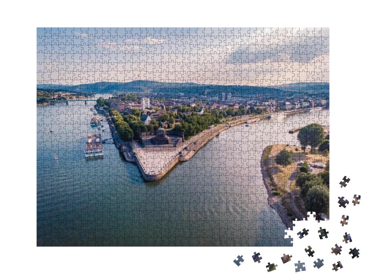 Panoramic View from the Sky, Drone View At the River Rhei... Jigsaw Puzzle with 1000 pieces